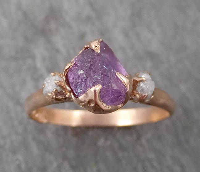 raw sapphire diamond gold engagement ring multi stone wedding ring custom one of a kind purple gemstone ring three stone ring byangeline 1712 Alternative Engagement