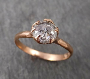 Faceted Fancy cut white Diamond Solitaire Engagement 14k Rose Gold Wedding Ring byAngeline 1713