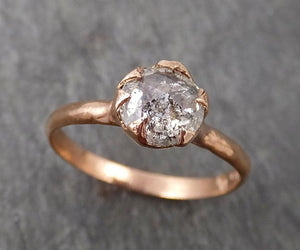 Faceted Fancy cut white Diamond Solitaire Engagement 14k Rose Gold Wedding Ring byAngeline 1713