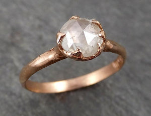 Faceted Fancy cut white Diamond Solitaire Engagement 14k Rose Gold Wedding Ring byAngeline 1714