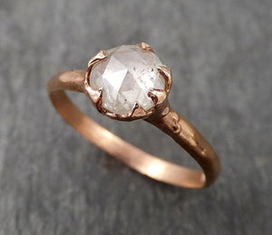 Faceted Fancy cut white Diamond Solitaire Engagement 14k Rose Gold Wedding Ring byAngeline 1714