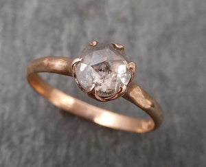 Faceted Fancy cut white Diamond Solitaire Engagement 14k Rose Gold Wedding Ring byAngeline 1715