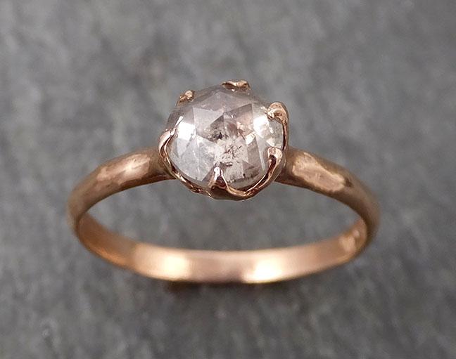 Faceted Fancy cut white Diamond Solitaire Engagement 14k Rose Gold Wedding Ring byAngeline 1715