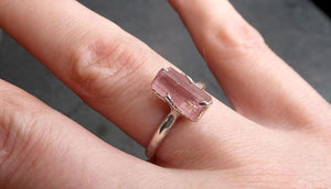 raw uncut tourmaline sterling silver ring gemstone solitaire recycled statement ss00007 Alternative Engagement