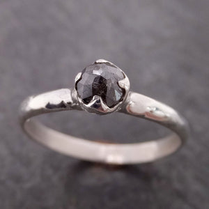 fancy cut salt and pepper diamond solitaire sterling silver ring byangeline ss00014 Alternative Engagement