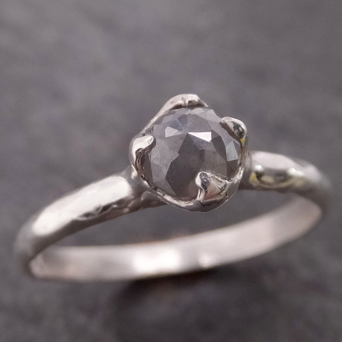 fancy cut gray diamond solitaire sterling silver ring byangeline ss00029 Alternative Engagement