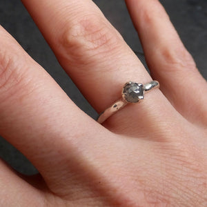 fancy cut gray diamond solitaire sterling silver ring byangeline ss00029 Alternative Engagement