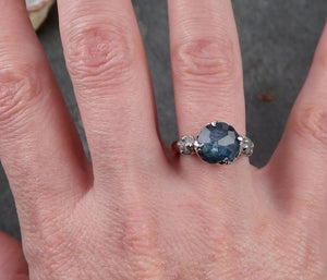 montana sapphire partially faceted multi stone rough diamond 14k white gold engagement ring wedding ring custom gemstone ring 1717 Alternative Engagement