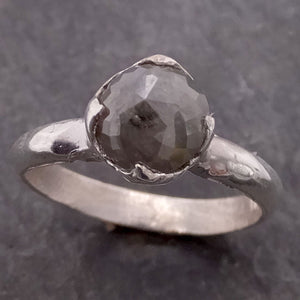 fancy cut salt and pepper diamond solitaire sterling silver ring byangeline ss00027 Alternative Engagement