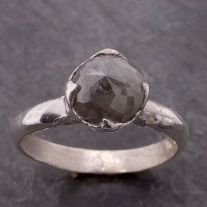 fancy cut salt and pepper diamond solitaire sterling silver ring byangeline ss00027 Alternative Engagement
