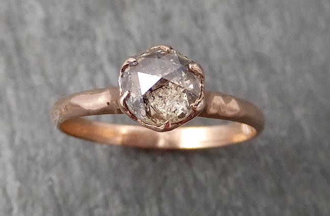 faceted fancy cut champagne diamond solitaire engagement 14k rose gold wedding ring byangeline 1726 Alternative Engagement