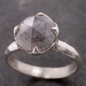 fancy cut salt and pepper diamond solitaire sterling silver ring byangeline ss00026 Alternative Engagement