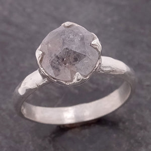 fancy cut salt and pepper diamond solitaire sterling silver ring byangeline ss00026 Alternative Engagement