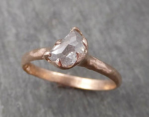 Faceted Fancy cut white Half Moon Diamond Engagement 14k Rose Gold Solitaire Wedding Ring byAngeline 1723