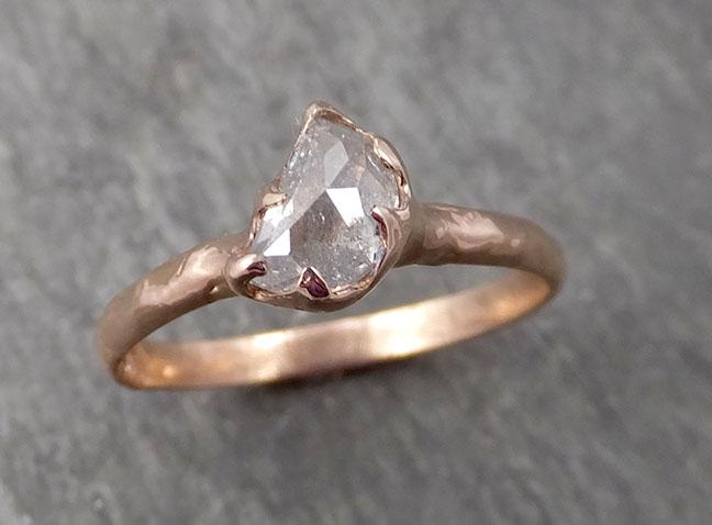 Faceted Fancy cut white Half Moon Diamond Engagement 14k Rose Gold Solitaire Wedding Ring byAngeline 1723