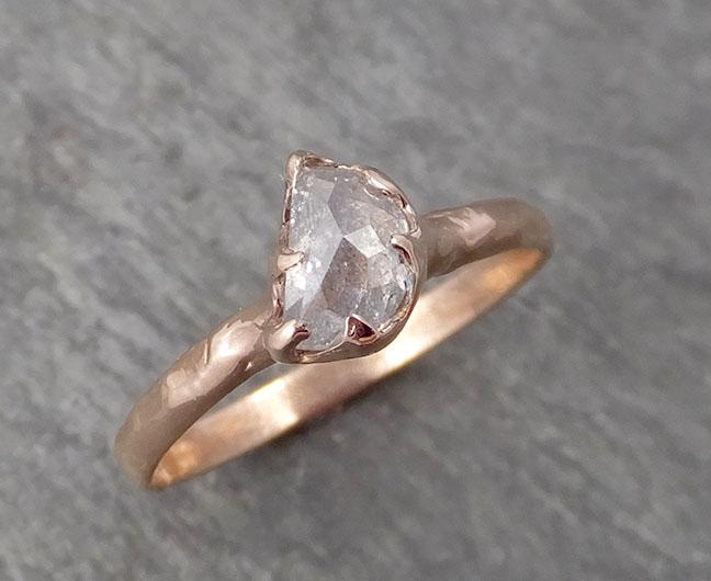 Faceted Fancy cut white Half Moon Diamond Engagement 14k Rose Gold Solitaire Wedding Ring byAngeline 1723