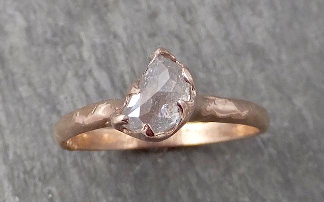 Faceted Fancy cut white Half Moon Diamond Engagement 14k Rose Gold Solitaire Wedding Ring byAngeline 1723