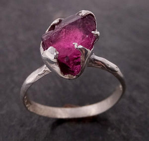 rough raw natural solitaire magenta garnet gemstone ring recycled sterling silver one of a kind gemstone ring byangeline ss00012 Alternative Engagement