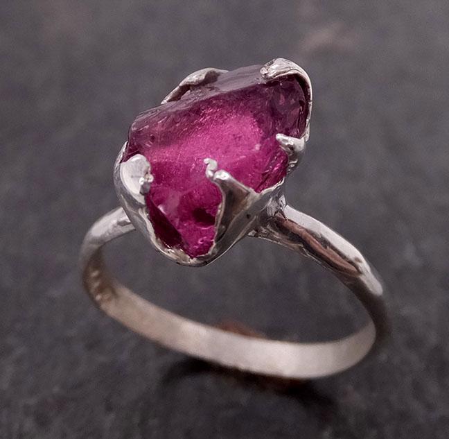 rough raw natural solitaire magenta garnet gemstone ring recycled sterling silver one of a kind gemstone ring byangeline ss00012 Alternative Engagement