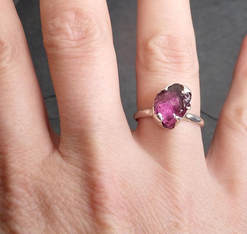 rough raw natural solitaire magenta garnet gemstone ring recycled sterling silver one of a kind gemstone ring byangeline ss00012 Alternative Engagement