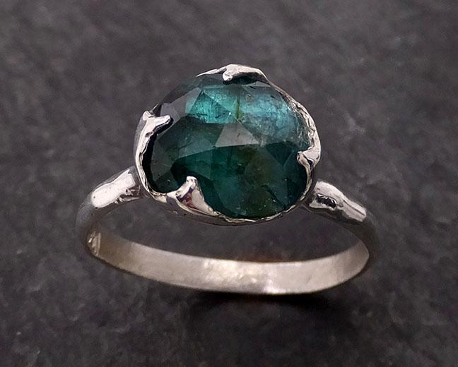fancy cut indicolite blue green tourmaline sterling silver ring gemstone solitaire recycled statement ss00013 Alternative Engagement