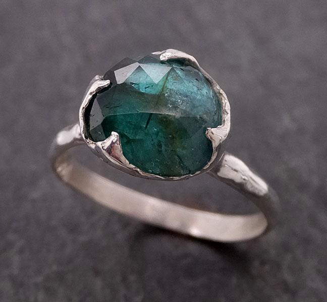 fancy cut indicolite blue green tourmaline sterling silver ring gemstone solitaire recycled statement ss00013 Alternative Engagement