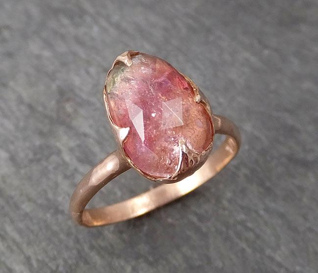 fancy cut pink tourmaline rose gold ring gemstone solitaire recycled 14k statement 1721 Alternative Engagement