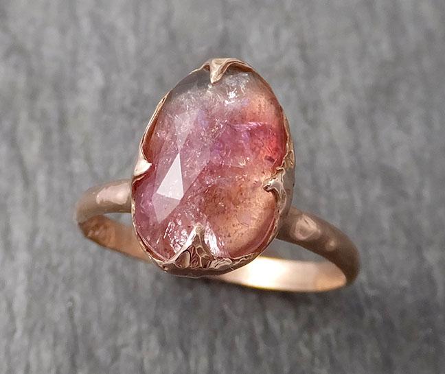 fancy cut pink tourmaline rose gold ring gemstone solitaire recycled 14k statement 1721 Alternative Engagement