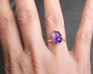 fancy cut amethyst sterling silver ring gemstone solitaire recycled statement ss00011 Alternative Engagement