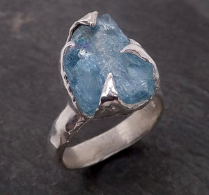 uncut aquamarine solitaire ring custom sterling silver one of a kind gemstone ring bespoke byangeline ss00009 Alternative Engagement