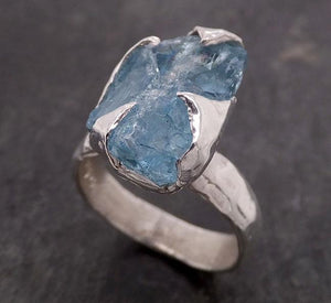 uncut aquamarine solitaire ring custom sterling silver one of a kind gemstone ring bespoke byangeline ss00009 Alternative Engagement