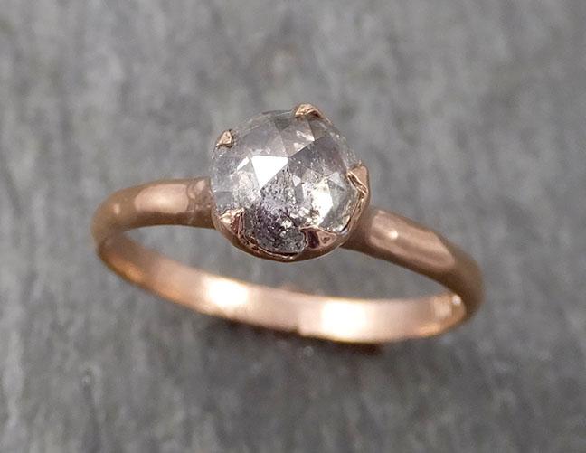 faceted fancy cut salt and pepper diamond solitaire engagement 14k rose gold wedding ring byangeline 1725 Alternative Engagement
