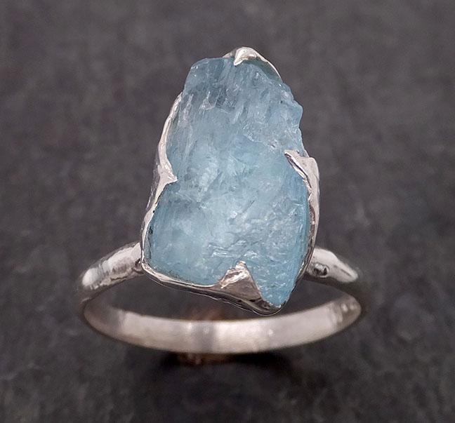 uncut aquamarine solitaire ring custom sterling silver one of a kind gemstone ring bespoke byangeline ss00008 Alternative Engagement