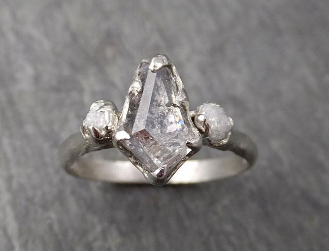 fancy cut salt and pepper diamond multi stone engagement 14k white gold wedding ring rough diamond ring byangeline 1729 Alternative Engagement