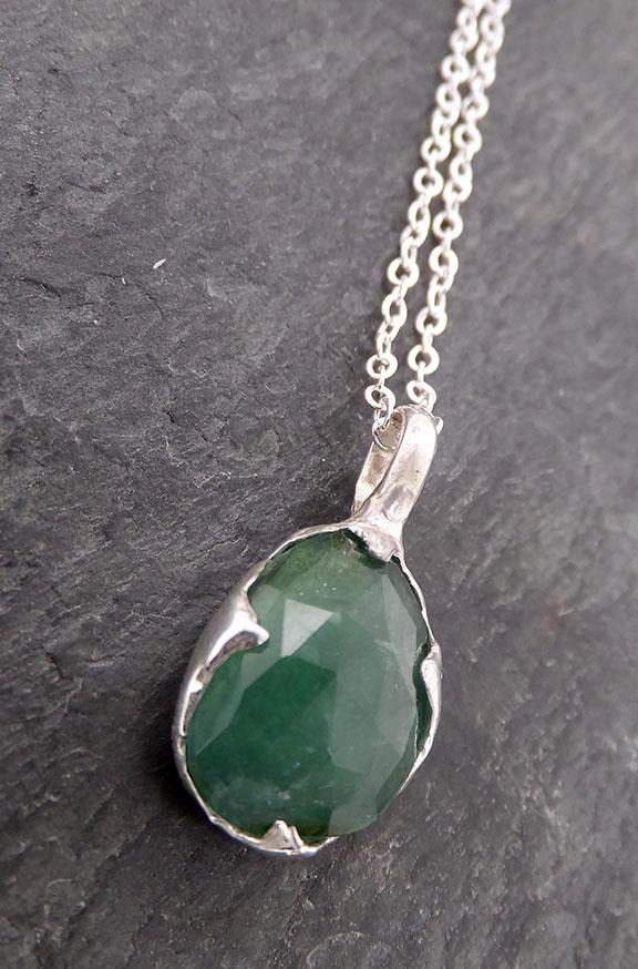 Fancy cut green Tourmaline Sterling Silver Pendant Gemstone Necklace gemstone Jewelry byAngeline SS00017