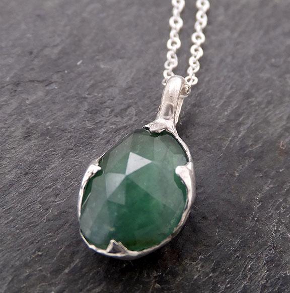 Fancy cut green Tourmaline Sterling Silver Pendant Gemstone Necklace gemstone Jewelry byAngeline SS00017
