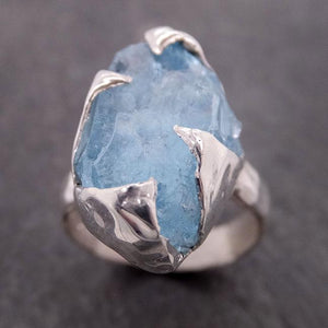 uncut aquamarine solitaire ring custom sterling silver one of a kind gemstone ring bespoke byangeline ss00024 Alternative Engagement