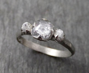 faceted fancy cut white diamond engagement 14k white gold multi stone wedding ring rough diamond ring byangeline 1736 Alternative Engagement