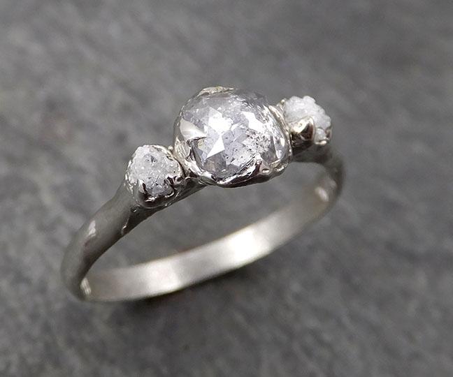 faceted fancy cut white diamond engagement 14k white gold multi stone wedding ring rough diamond ring byangeline 1736 Alternative Engagement