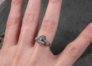 fancy cut salt and pepper diamond multi stone engagement 14k white gold wedding ring rough diamond ring byangeline 1731 Alternative Engagement
