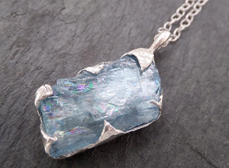 raw aquamarine sterling silver pendant gemstone necklace gemstone jewelry byangeline ss00021 Alternative Engagement