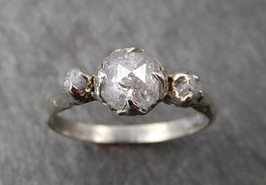 faceted fancy cut white diamond engagement 18k white gold multi stone wedding ring rough diamond ring byangeline 1733 Alternative Engagement
