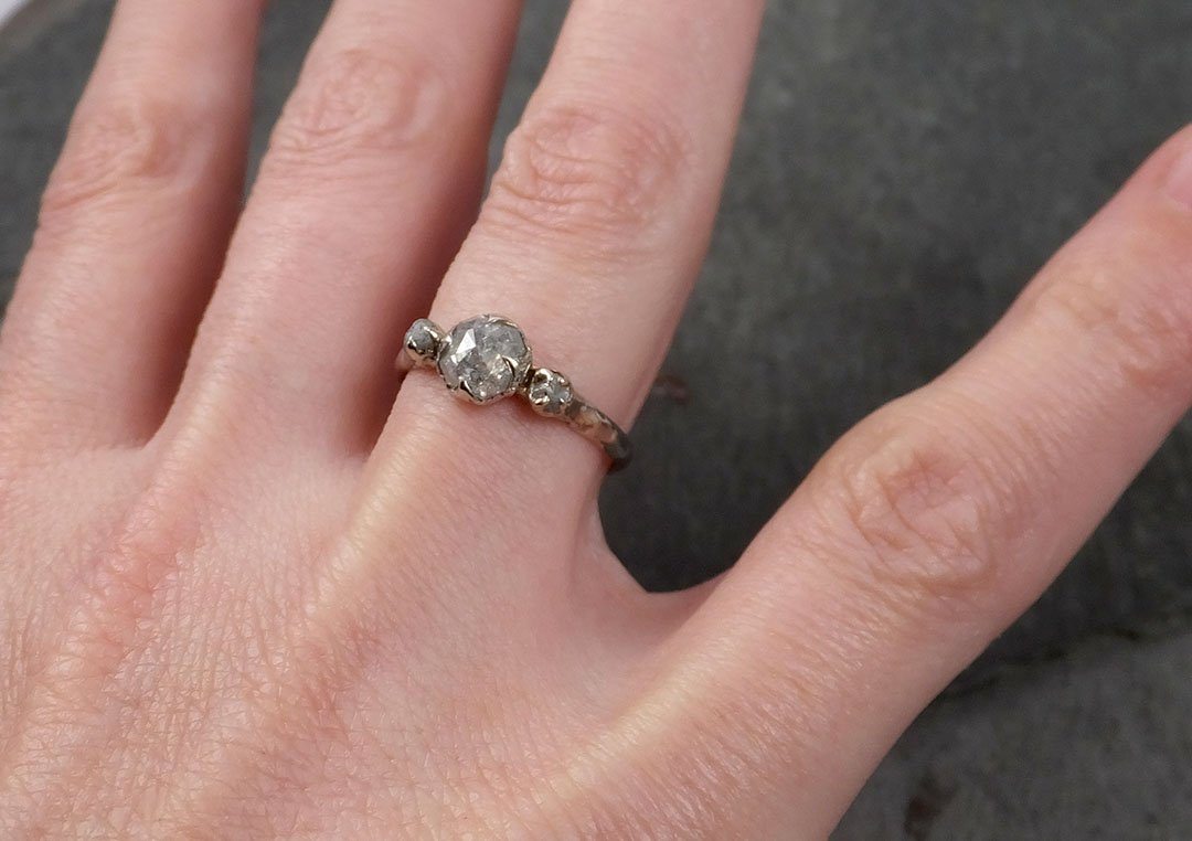 faceted fancy cut white diamond engagement 18k white gold multi stone wedding ring rough diamond ring byangeline 1733 Alternative Engagement