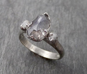 fancy cut salt and pepper diamond multi stone engagement 14k white gold wedding ring rough diamond ring byangeline 1732 Alternative Engagement