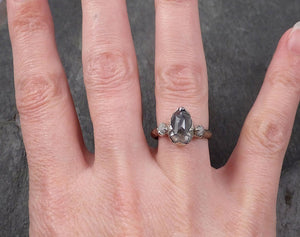 fancy cut salt and pepper diamond multi stone engagement 14k white gold wedding ring rough diamond ring byangeline 1732 Alternative Engagement