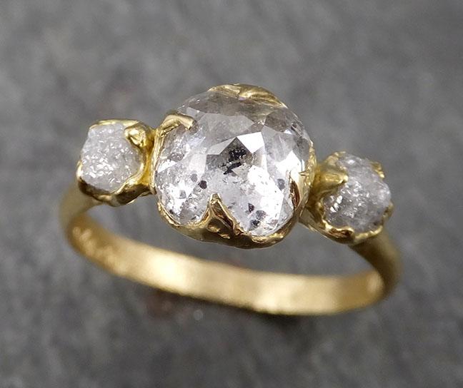 fancy cut white diamond engagement 18k yellow gold multi stone wedding ring stacking rough diamond ring byangeline 1743 Alternative Engagement
