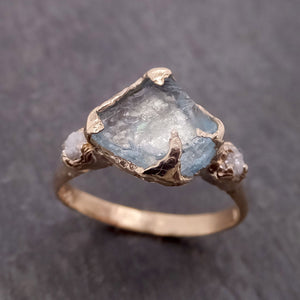 raw uncut aquamarine diamond yellow gold engagement ring multi stone wedding 14k ring custom gemstone bespoke three stone ring byangeline 2104 Alternative Engagement