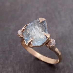 raw uncut aquamarine diamond yellow gold engagement ring multi stone wedding 14k ring custom gemstone bespoke three stone ring byangeline 2105 Alternative Engagement