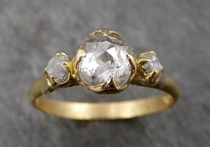 fancy cut white diamond engagement 18k yellow gold multi stone wedding ring stacking rough diamond ring byangeline 1745 Alternative Engagement