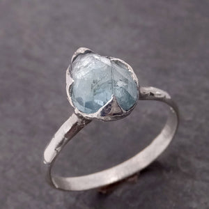 Fancy cut Blue Tourmaline Sterling Silver Ring Gemstone Solitaire recycled cocktail statement SS00031